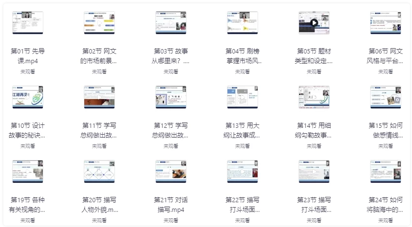 0基础写作课专业班付费课程 网文小说写作 【3.9GB】