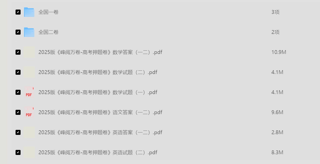 【高考】张雪峰 峰阅万卷 2025高考押题卷  格式：PDF   合计1G