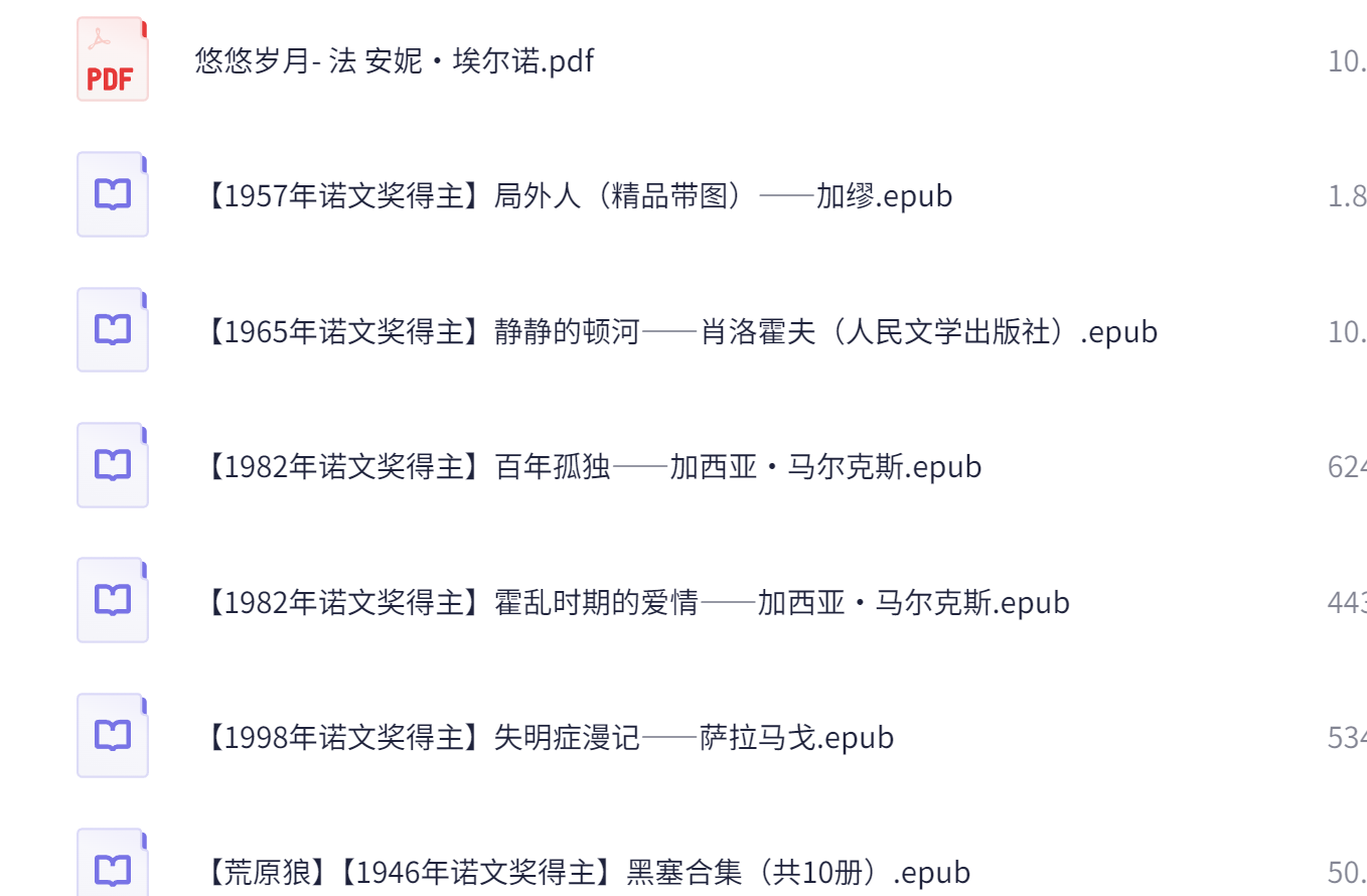 诺贝尔文学奖最值得看的10本书+172.4MB