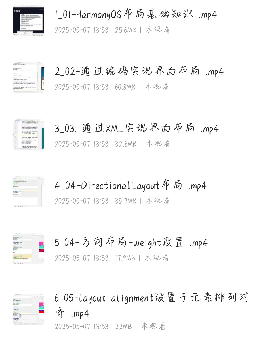 51CTO﹣鸿蒙harmonyOS之java布局之道 1.12G