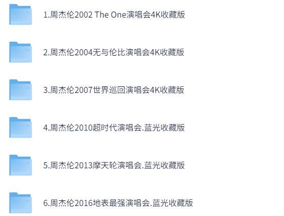 周杰伦2002-2016演唱会大合辑【蓝光珍藏版】【共142.5G】