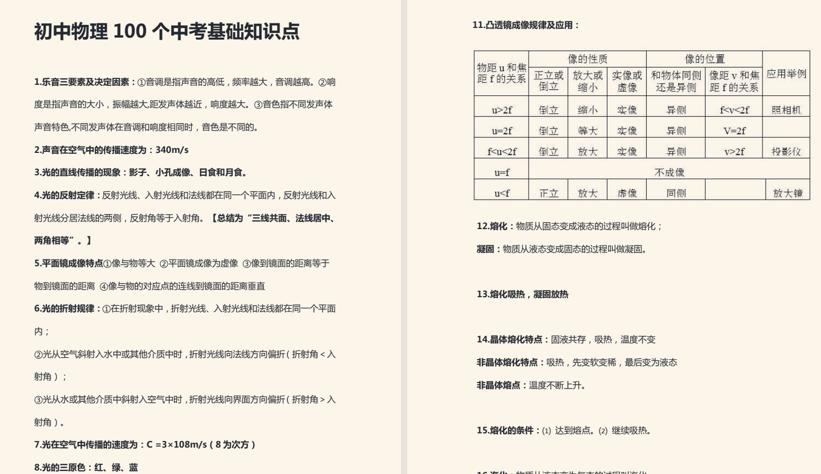 初中中考物理100个基础知识点 437KB 格式docx
