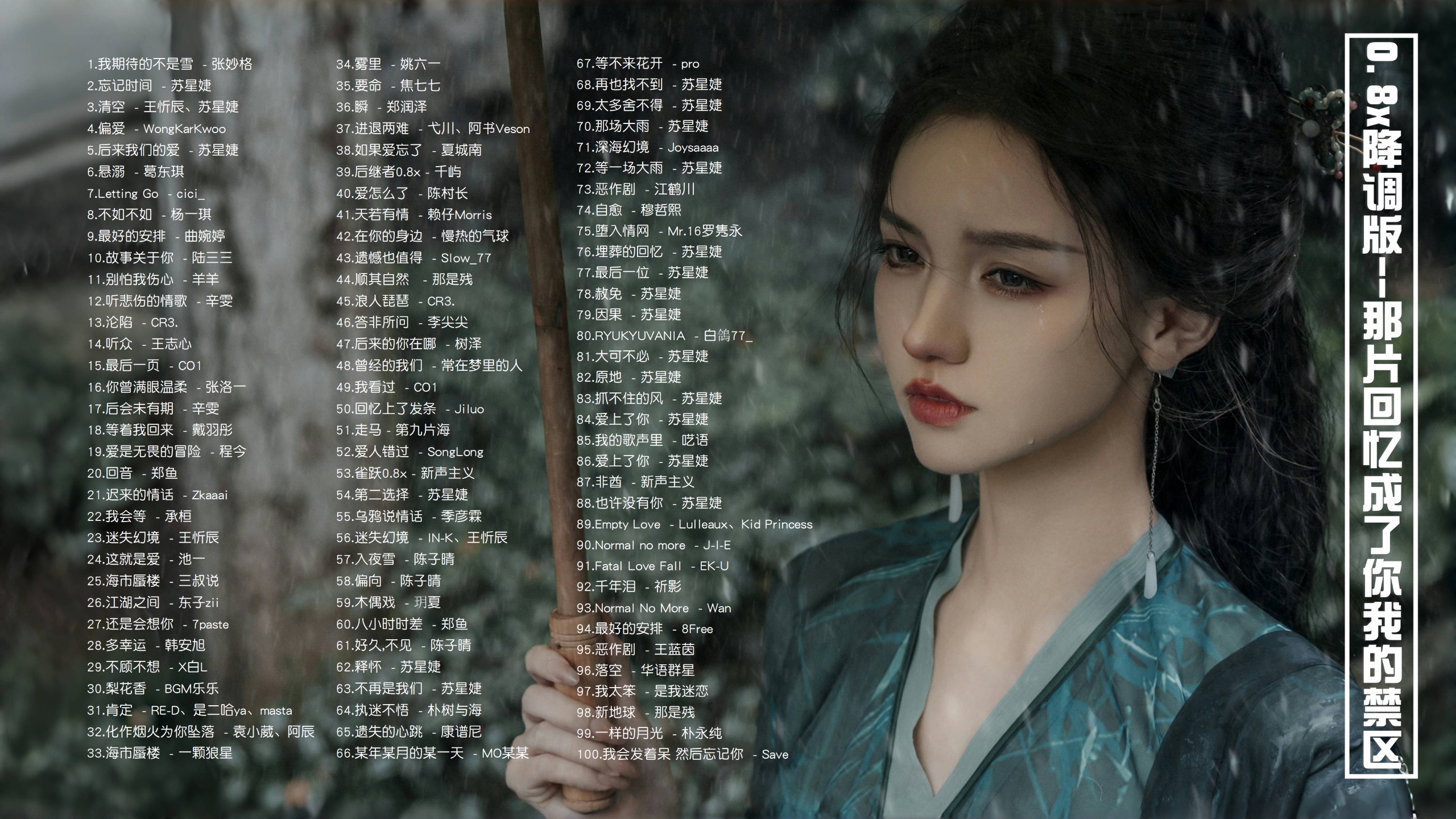 【0.8x降调版100首EMO伤感歌曲带歌词】最后那片回忆成了你我的禁区！ [MP3/0.7G]