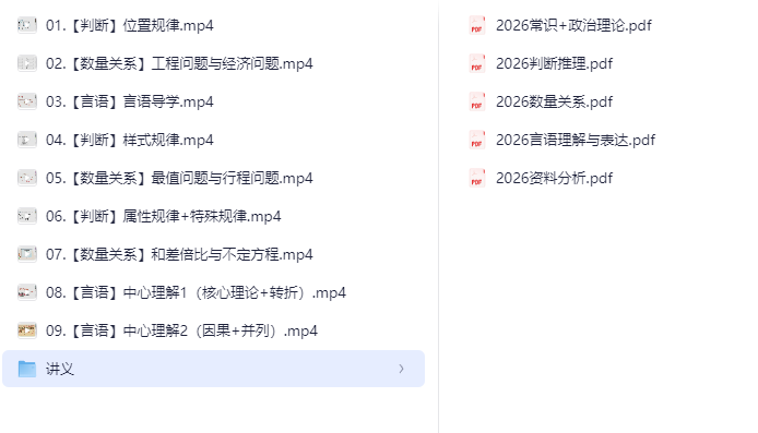 【26国省考】初心公考《2026行测领跑营系统班 (六合一) 》视频+讲义 【4.5GB】