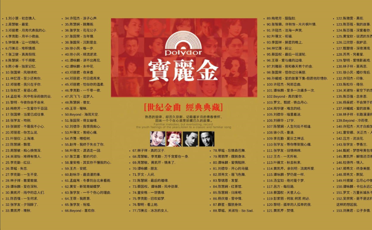 【寳麗金1153首无损音质经典歌单带歌词】时长10小时45分金曲荟萃港月经典重回星光熠熠的寳麗金时代 [FLAC/157.6G]