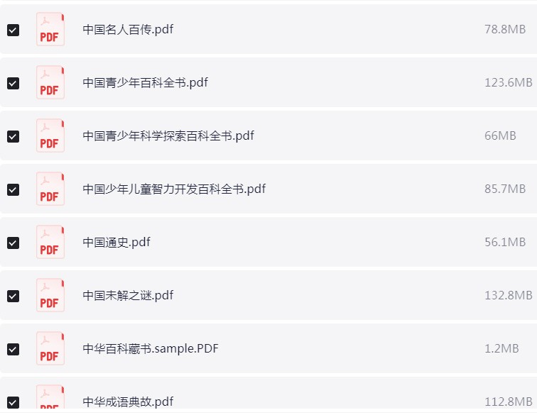 百科全书类 50本 PDF 【4.6GB】