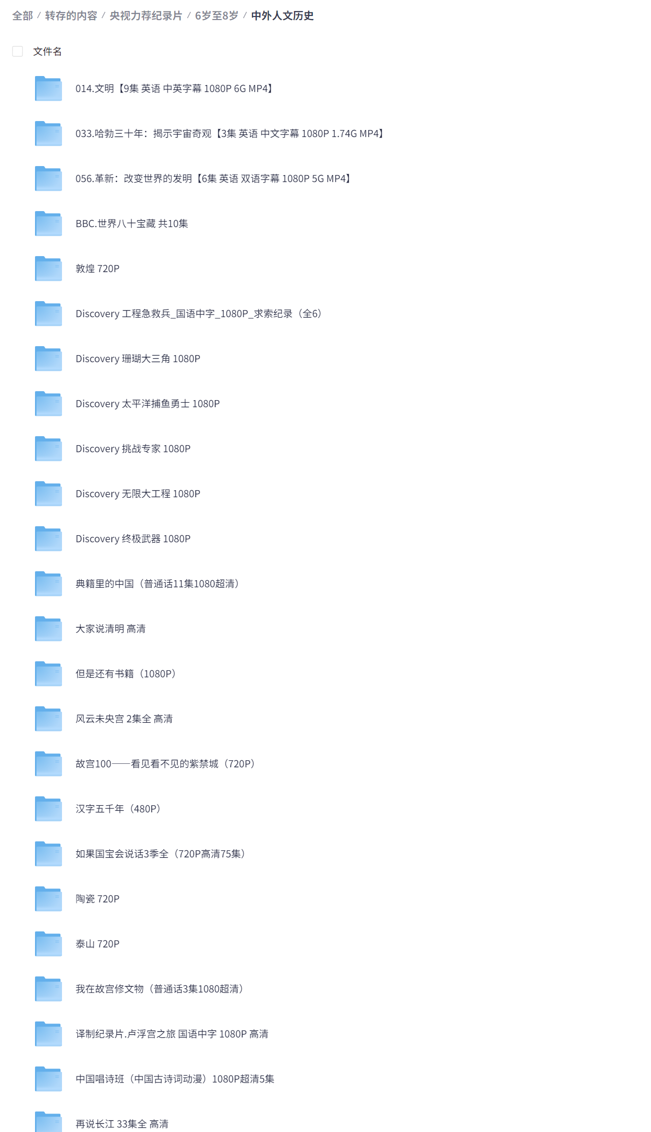 央视推荐《寒暑假学生必看》小初高纪录片合集（1080P 超清）（3.6TB）