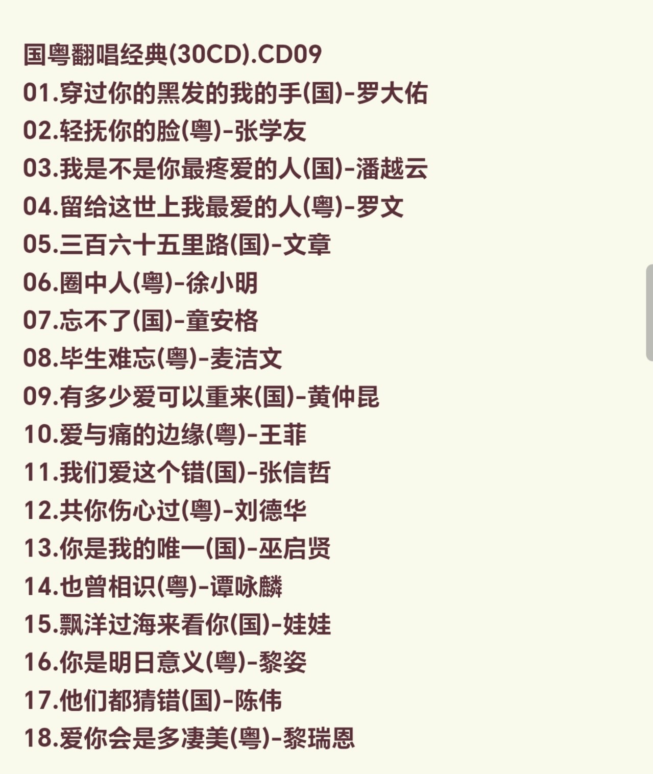  [无损音乐]国粤翻唱经典(30CD)  [flac] [13.4GB]