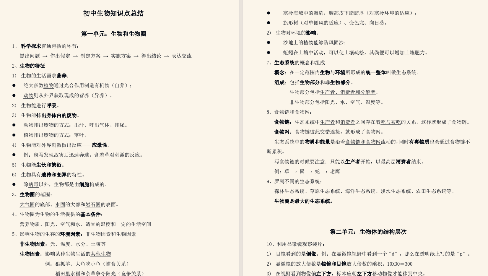 初中生物知识点总结(完整版) PDF 1.8M