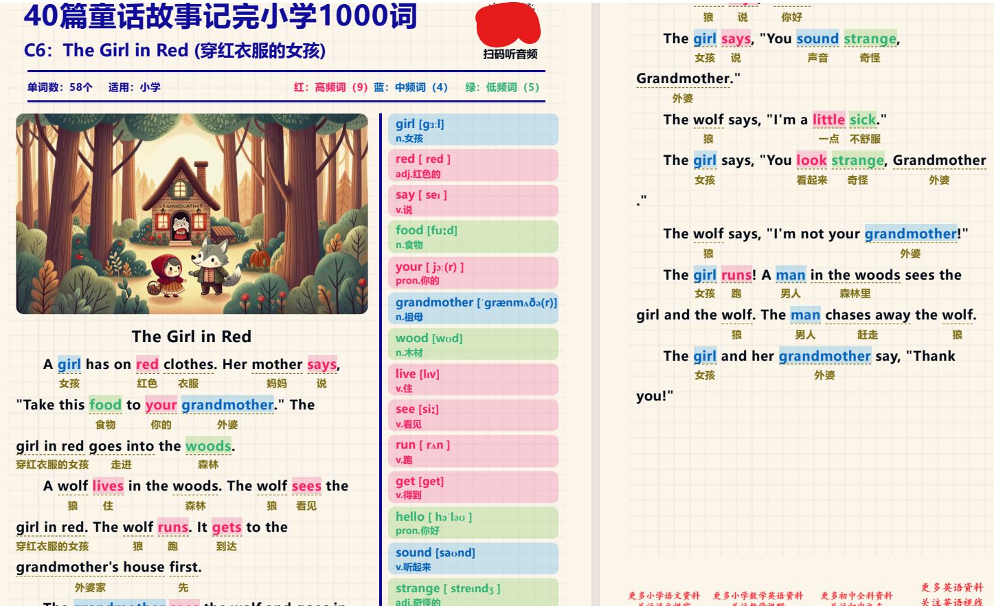 40篇童话故事记完小学1000核心词汇 MP3/PDF  101MB