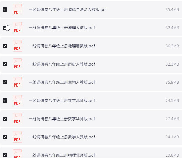 1~9年级全册一线调研卷 PDF【6.3GB】