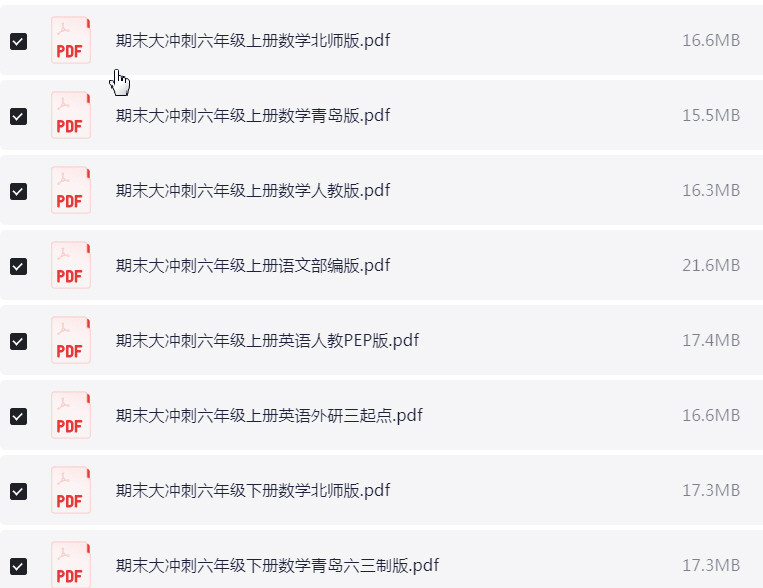 1~6年级全册名师面对面期末大冲刺 PDF【1GB】