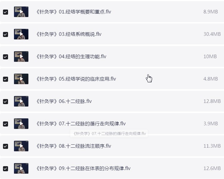 针灸经络学 中医自学教程 视频FLV【1.5GB】