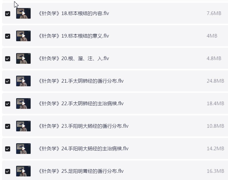 针灸经络学 中医自学教程 视频FLV【1.5GB】