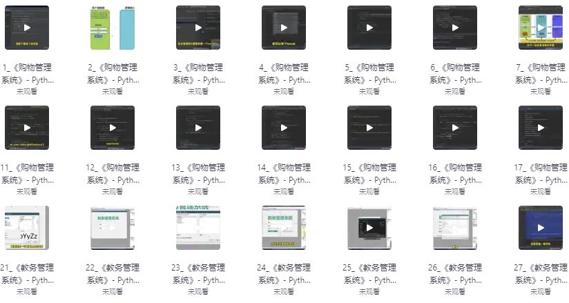 小飞有点东西，3门python实战课（购物管理系统、教务管理系统、在线聊天室） 【4.5GB】