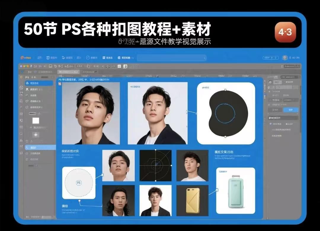 【PS教程】50节PS各种抠图教程+素材+源文件【3.7GB】