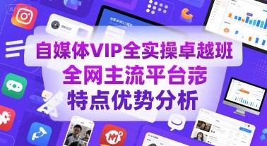 自媒体VIP全实操卓越班,全网主流平台特点优势分析【3.6GB/MP4】